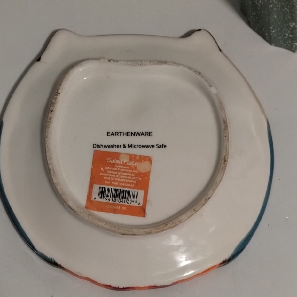 Owl Shaped Ceramic Plate - Orange and Blue - Picture 2 of 2